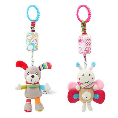 China Hot Selling Custom Popular Baby Crib Bell Walmart Suppliers Multiple Animals Plush Car Bell Baby Ratchets Bed Bell Hanging Gift Set Rattle Toys for sale