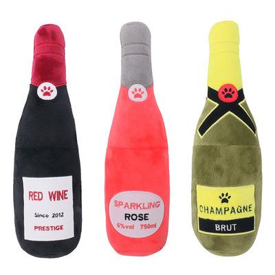 China Interactive Squeaky Dog Champagne Dog Toy Bottle Custom Stuffed Toy Eco-Friendly Christmas Dog Toy New for sale