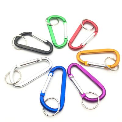 China Retail Industry Promotional Multifunctional Aluminum Flat D Ring Shape Carabiner with Key Ring, Caribeaner Key Chain Clip, Snap Hooks for sale