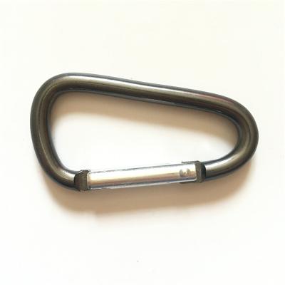 China Retail Industry Matte Gray Gunblack 6cm All Black Aluminum Carabiner Hook for sale