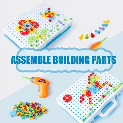 China Funny Educational Children's Toy Electric Drill Nut Set Tool Kit Suitcase Disassemble Screw Puzzle Kids Toys Set for sale