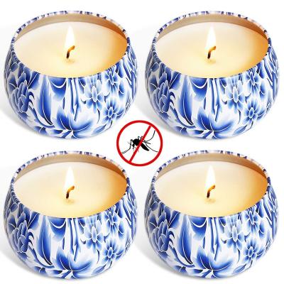 China Scented Pillar Candle 4.4Oz Set 4 Piece Scented Candles Gift Set 8% Citronella Essence Soy Wax Eco-Friendly Long Lasting Relaxation Inspiring Candles for sale