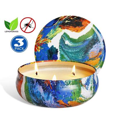 China Citronella Scented Amazon Sale 3 Logo Citronella Oil Mosquito Repellent Luxury Custom Warm Wicks 14Oz Smokeless Scented Candle In Jar for sale