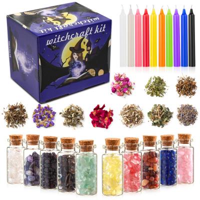 China Wiican Spells Dried Supplies Witchcraft Starter Kit Crystal Divination Witchcraft Set Magical Color Candle Amazon Herbs Witchcraft Set for sale