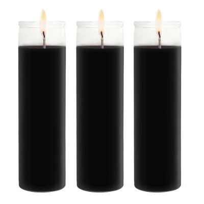 China Birthdays 3 Pieces Unscented Wax Vegetable Oil 19.2Oz Black Glass Jar Candle Eco-Friendly Recyclable Votive Glass Jar Candles for sale