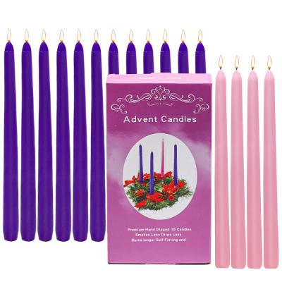 China Cheap Factory Bulk Sale 1.7Oz Birthdays 16 Pieces Christmas Holiday Candle Unscented Smokeless Paraffin Pink Purple Candle for sale