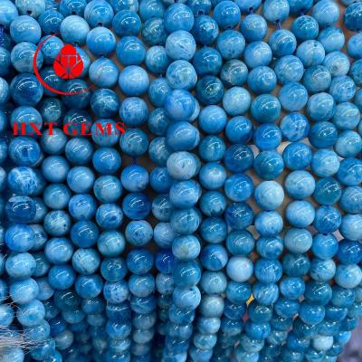 China Wholesale Natural Blue Apatite AA Round Beads Stone Beads for sale