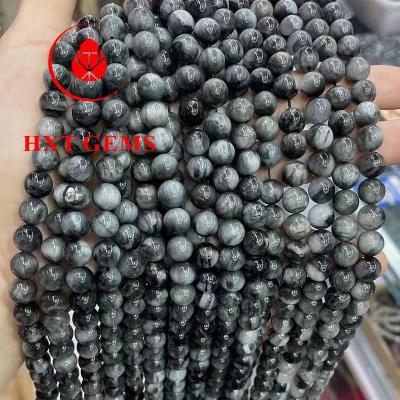 China Wholesale Natural Hawk Eye Round Beads Stone Beads for sale