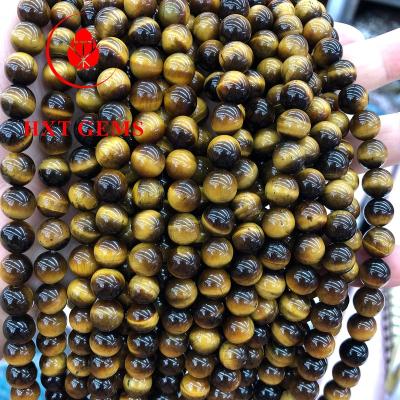 China Natural Stone Gemstone Beads Tigerseye One Round Beads Wholesale Natural Stone Beads for sale