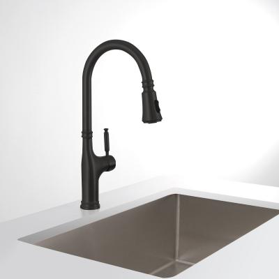 China Modern Luxury 304 Stainless Steel Kitchen Faucet Pull Out Kitchen Black Faucets for sale