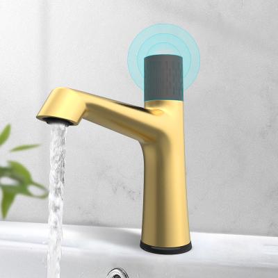 China 2021 New Modern DALI Style Bathroom Taps 3 Holes Black Gold Brass Copper Sensor Touchless Automatic Basin Faucet for sale