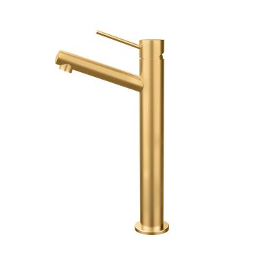 China DALI Modern Bathroom Single Handle SUS304 Hot Cold Drawing Gold Basin Faucet New Style Washbasin Cheaper for sale