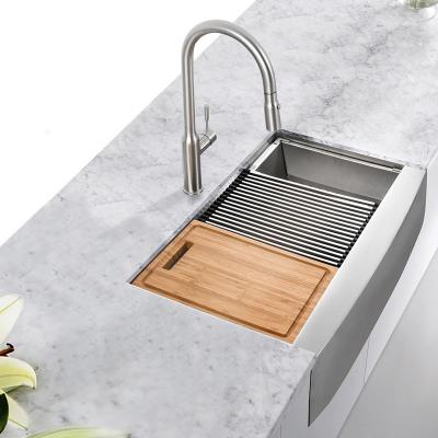 China Good Quality Hot Sale Single Bowl Faucet Handmade Undermount Stainless Steel Farmhouse Rectangular Sink for sale