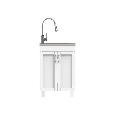 China Without Measure Wholesale Good Quality 18 Faucet Rectangular Brushed White Single Bowl Stainless Steel Laundry Freestanding Kitchen Sink for sale