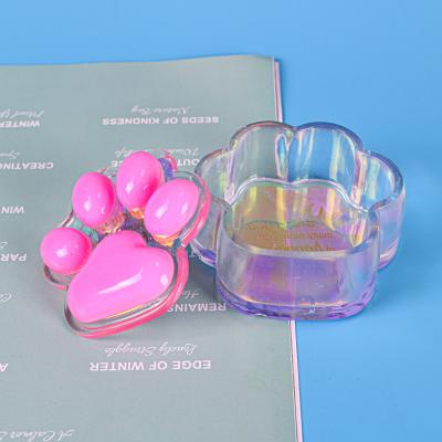 China Viable Customizable Glossy Resin Cat Paw DIY Jewelry Trinket Storage Box Silicone Mold With Lid for sale