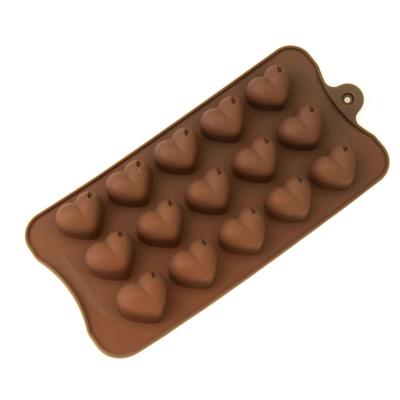 China Food Grade 15 Cavity Love Heart Silicone Mold Sustainable Handmade Cake Mold DIY Chocolate Mold for sale