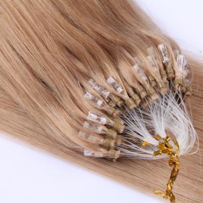 China Silky Straight Micro Wave Indian Remy Double Drawn Medium Chestnut Brown Ring Hair Extensions for sale