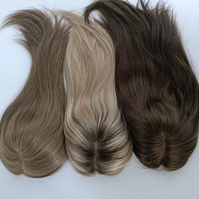 China 100% Real Hair Soft Blonde Balayage Silk Bottom Toppers For Alopecia Women for sale