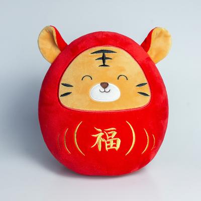 China Eco-friendly 2022 New Year Tiger Mascot Doll Plush Toy Dharma Tiger Doll Corporate Activity Gift Can Add Logo for sale