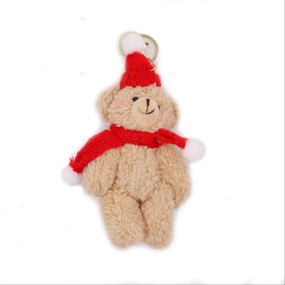 China Eco Friendly Lovely Christmas Bear Doll Plush Doll Key Chain Pendant Key Ring for sale