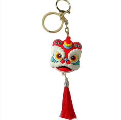 China New Year Eco-friendly Lion Head Dance Chinese Style Lion Dancing Car Key Chain Bag Pendant Creative Key Ring for sale