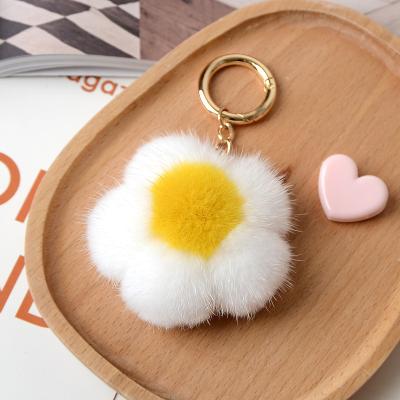 China Lovely Mink Hair Eco-Friendly Heart Flower Heart Flower Car Plush Ball Pendant Bag Chain Pendant Birthday Gift for sale