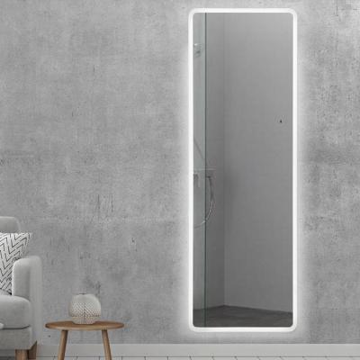 China Customized Luxury Multi-Functions Illuminated Class Frameless Led Floor Mirror Dressing Mirror With Lights Touch Switch for sale