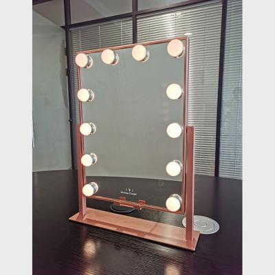 China 12 Lighted Hollywood Vanity Beauty Adjustable Table Cordless Lighted Makeup Mirror for sale