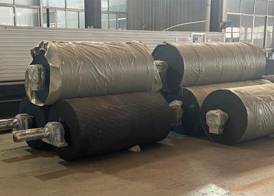 China Patterned Rubber Lining Tapered Conveyor Roller 1000mm Diameter Alloy Shaft for sale