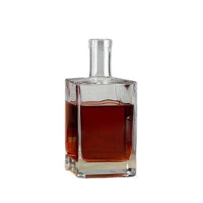 China Household Products Wholesale Fashion Cheap Square Clear Glass Wine Bottle Can Be Customized Brandy Whiskey Vodka Empty Glass Wine Bottle for sale