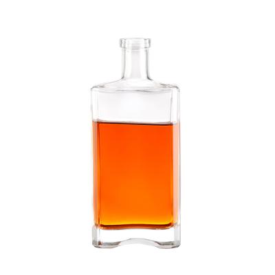 China Household products wholesale fashion cheap handmade square whiskey decanter good quality nordic style glass wine bottle with cork for sale