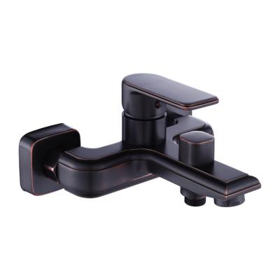 China With Slide Bar Hot And Cold Water Faucets Chrome Or Black Tub Shower Mixer Tap Wall Mount Bath Faucet Two Holes for sale