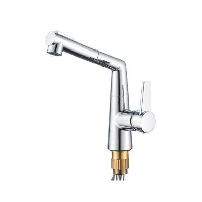 China Lead Free Sense Faucets Pull Down Deck Mounted Mixer Rubber Flexible Kitchen Faucet for sale