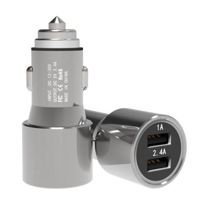 China Portable Type Qc3.0 USB Car Adapter Mobile Phone Qc3.0 Palladium 18w Dual Charger Fast Car Mobile Phone Cell Phone Fast Car USB Charger for sale