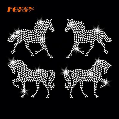 China Flatback Set Of 4 Small Horses Iron On Rhinestone Transfers Design for sale