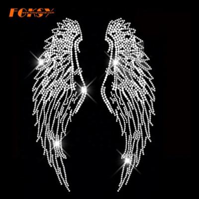 China Angel Wings Hot Fix Rhinestone Flatback Pattern for T-shirt, Sweater, Umbrella for sale