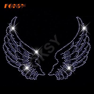 China Flatback Bling Angel Wing Pattern Iron On Rhinestone Transfer Wholesale for sale