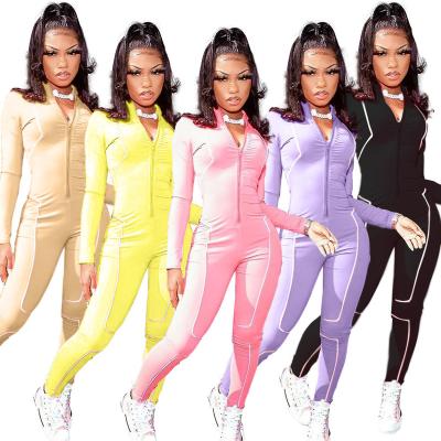 China Anti-Static 1pcs Conceal Designer Yoga Clothing Set Zipper Jumper Suit Exercise Workout Gym for sale