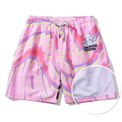 China Summer windproof men's swim shorts pink color casual shorts beach wear swimsuit men's male board shorts for sale