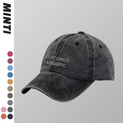 China COMMON Logo Promotional Fashion Embroidered Vintage designer custom 6 panel washed cotton sports caps baseball dad hats for men for sale