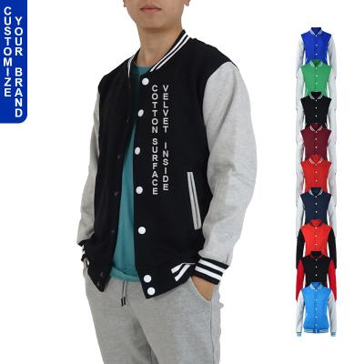 China Wholesale Quality Viable Custom Made White Polyester Wool Fleece Mens Winter Baseball Letterman Varsity Used Jacket Simple Black for sale