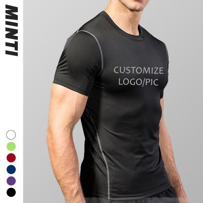 China Custom Print Anti Shrink No Logo Solid Neon Color White Blue Gym Wear Running Sport Tablets Men Training T-Shirt Without Label for sale