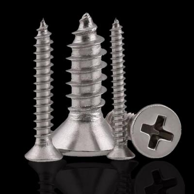 China Stainless Steel 304 Stainless Steel Countersunk Countersunk Self Tapping Screws Cross Recessed Countersunk Head Screw for sale