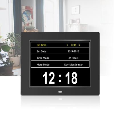 China Class Wall Mounted Digital Day Calendar Clock Reminder Calendar Clock 8 Inch White Digital Day Clock Ireland for sale