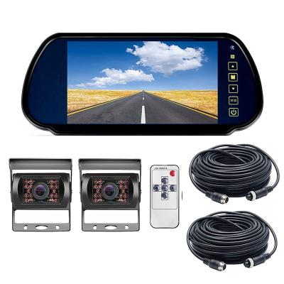 China Waterproof 7inch 1080P Rear View Mirror Monitor with 2Pcs IR Reversing CCD Camera 4 Pin Kit for Trailer Caravan for sale