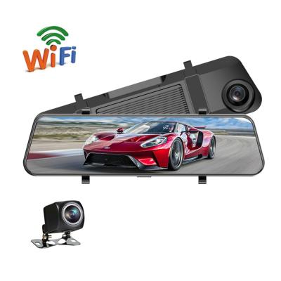 China 12 Inch IPS Touch Screen 2K WIFI WDR Car DVR Dash Dual Lens Camera Video Stream Media Recorder Rearview Mirror DVR for sale