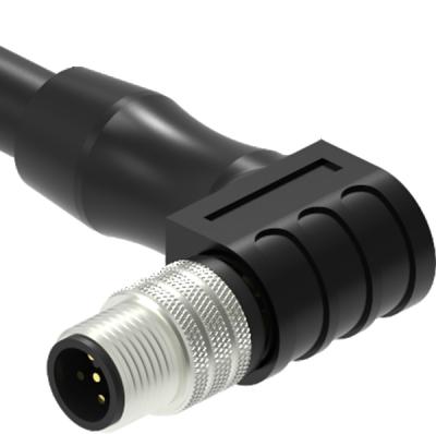 China 90 Degree IP67 M12 3pin Automotive Waterproof Male Female Circular Connector for sale