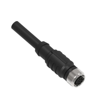 China IP67 3Pin M12 Waterproof I/O A Female Straight Code Circular Connector With Wire Molding Wire EK3-1M/P00 for sale