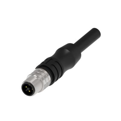 China Automation & Chinese supplier overmold industrial waterproof cable cable T-code IP67 M12 power supply 4pin circular connector for sale