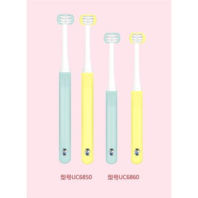 China Lovely A Lingering Double Sided Soft Stiffened Silicone Toothbrush For Babies for sale